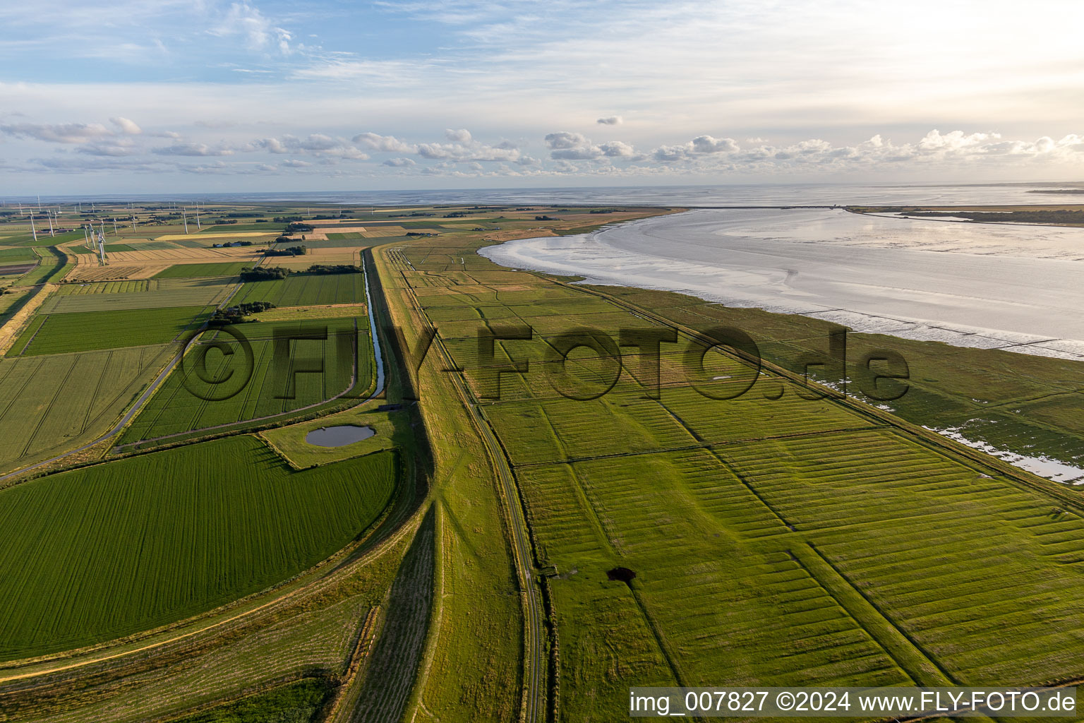 Riparian areas along the river mouth of Eiof in die Nordsee in Wesselburenerkoog in the state Schleswig-Holstein, Germany