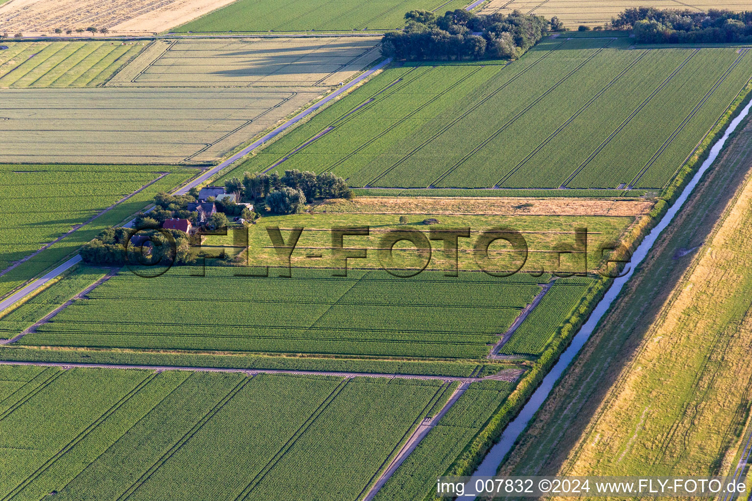 Aerial view of Wesselburenerkoog in the state Schleswig Holstein, Germany