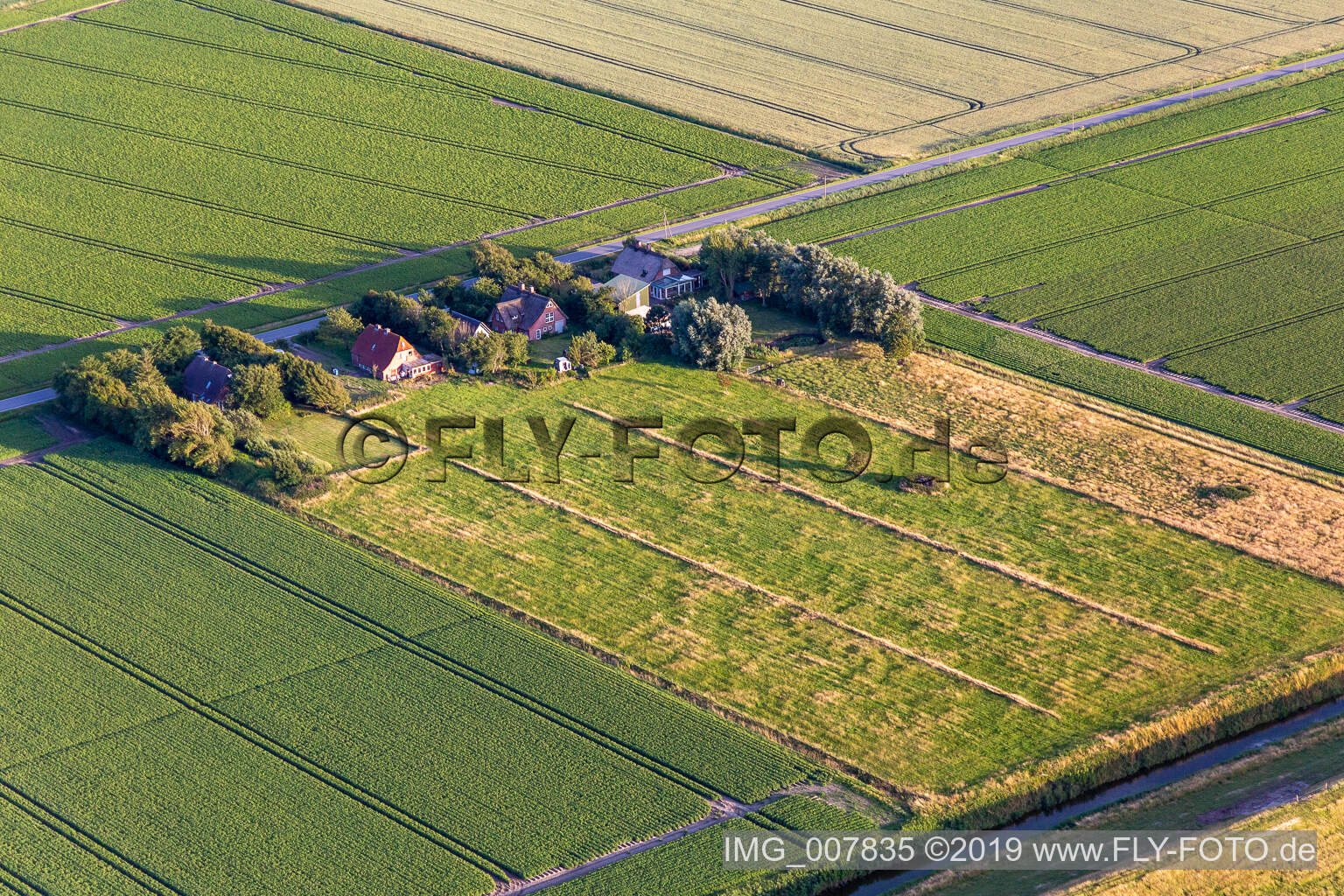 Wesselburenerkoog in the state Schleswig Holstein, Germany from above