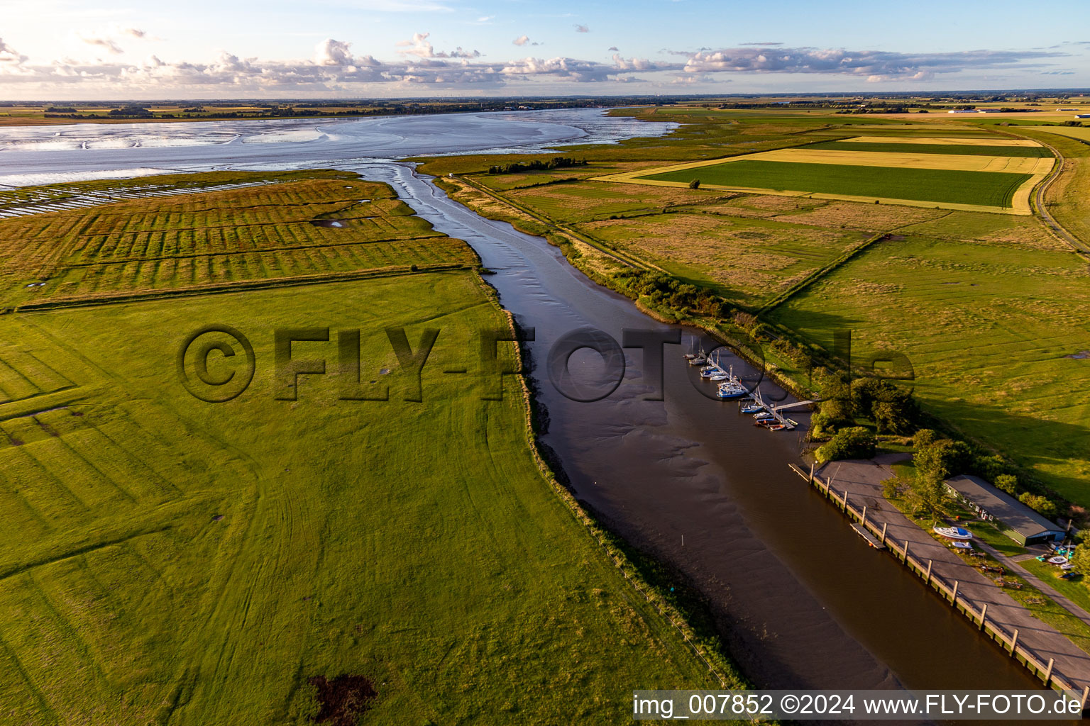 Dithmarscher Eider Foreland in Wesselburenerkoog in the state Schleswig Holstein, Germany out of the air