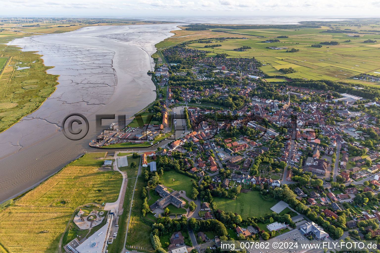 Tönning in the state Schleswig Holstein, Germany from above