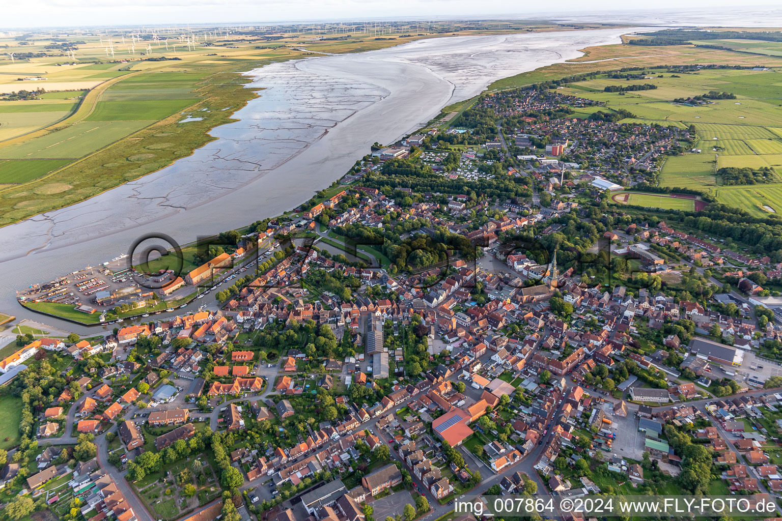 Tönning in the state Schleswig Holstein, Germany seen from above