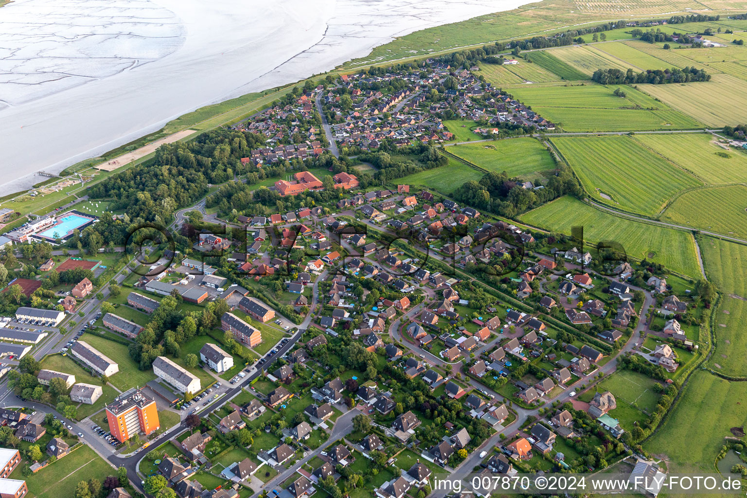 Tönning in the state Schleswig Holstein, Germany from the plane