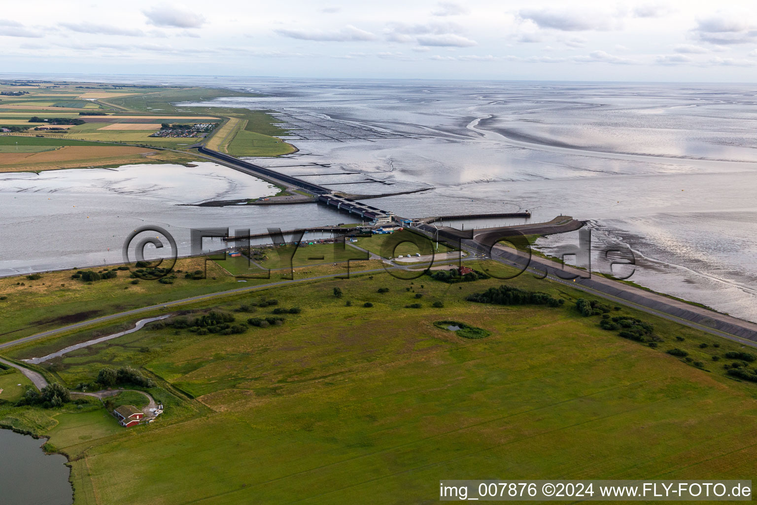 Lockage of the Eider-Sperrwerk in Wesselburenerkoog in the state Schleswig-Holstein