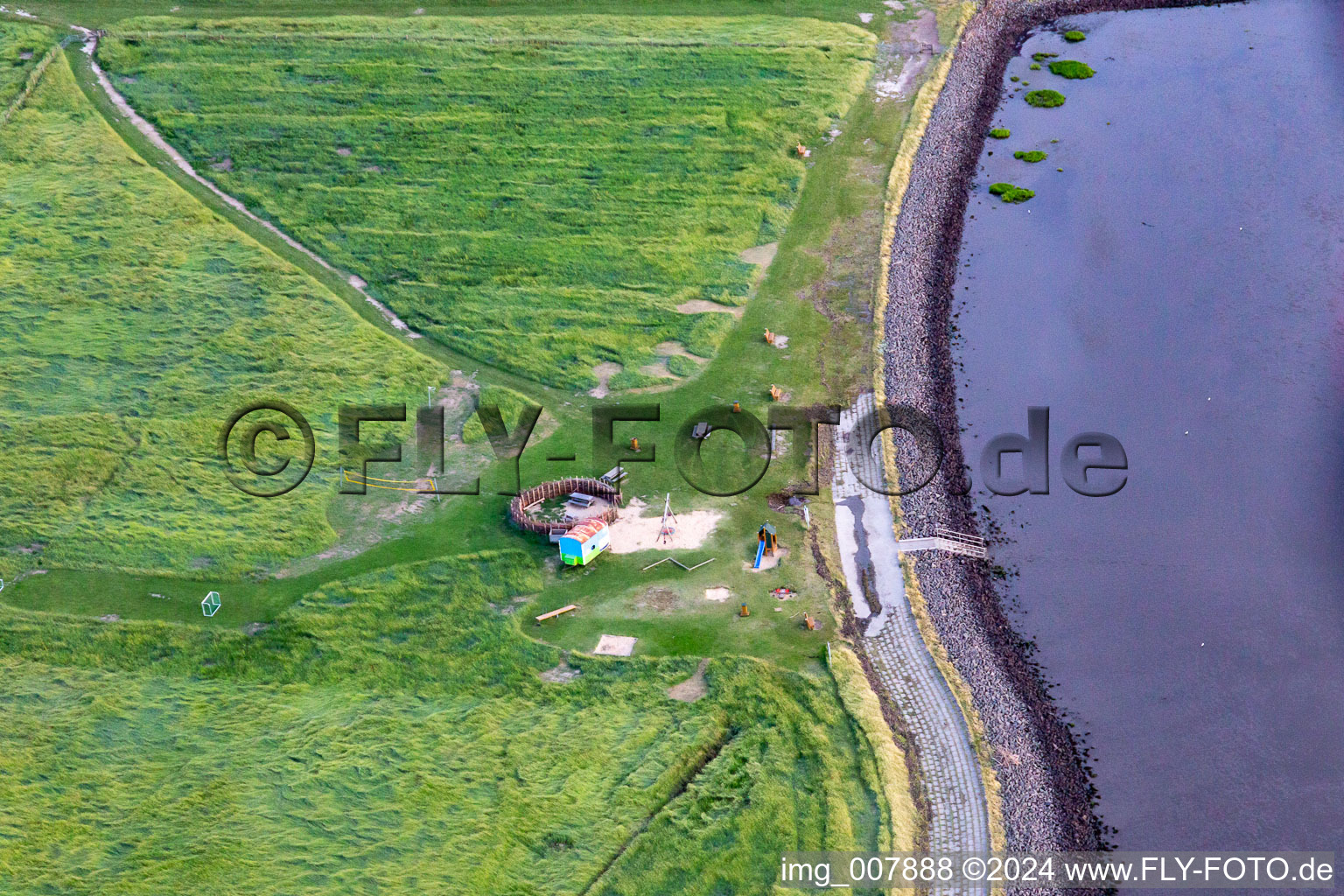 Aerial view of Beach Wesselburenerkoog in Wesselburenerkoog in the state Schleswig Holstein, Germany