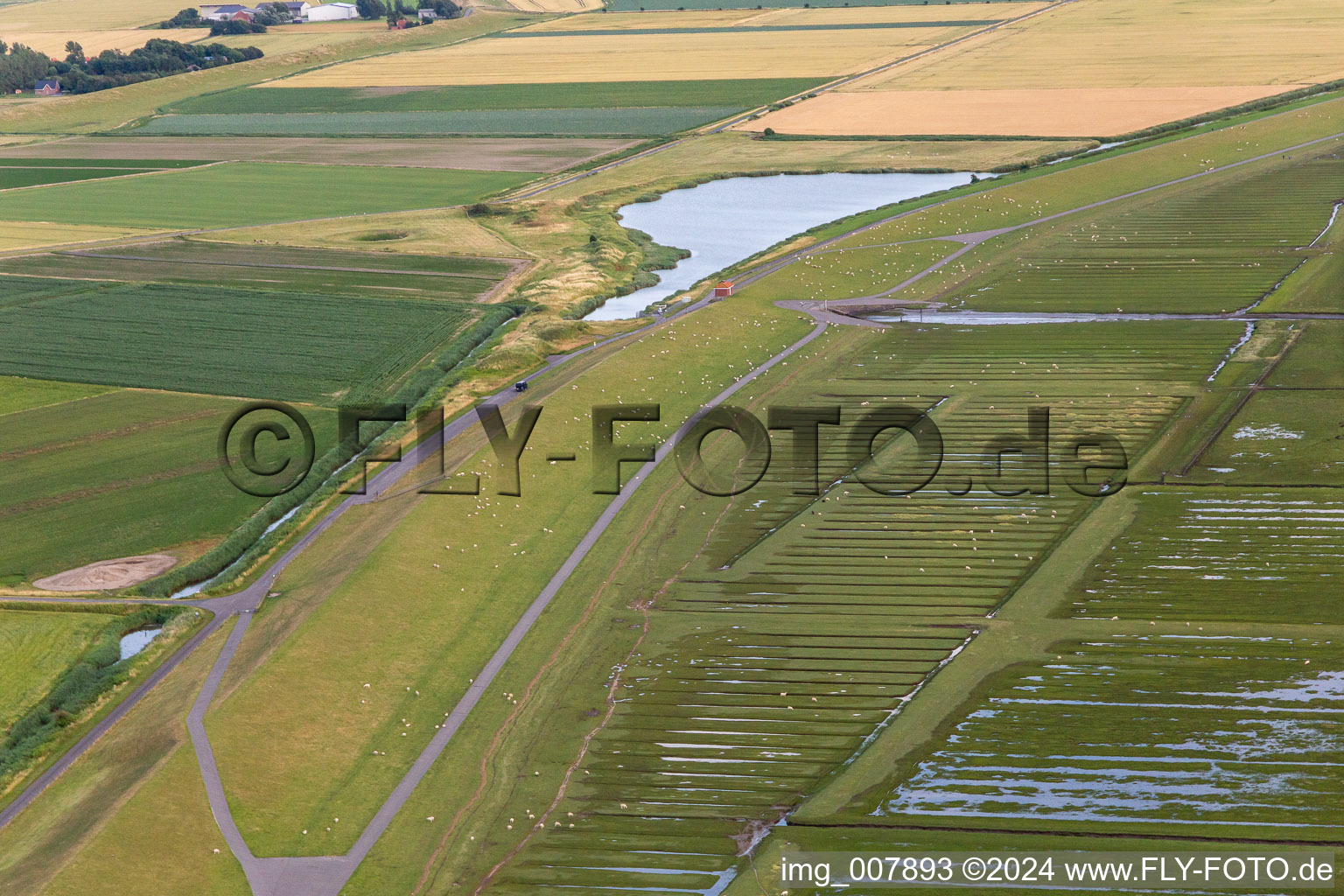 North Sea dam at Heringsand in Wesselburenerkoog in the state Schleswig Holstein, Germany