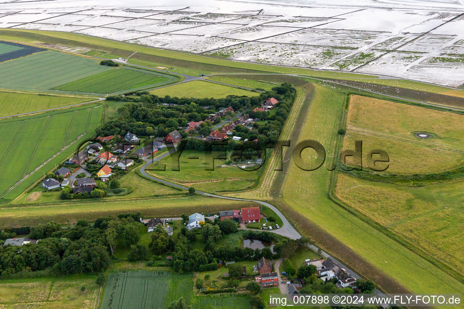 Aerial view of Westerkoog in the state Schleswig Holstein, Germany