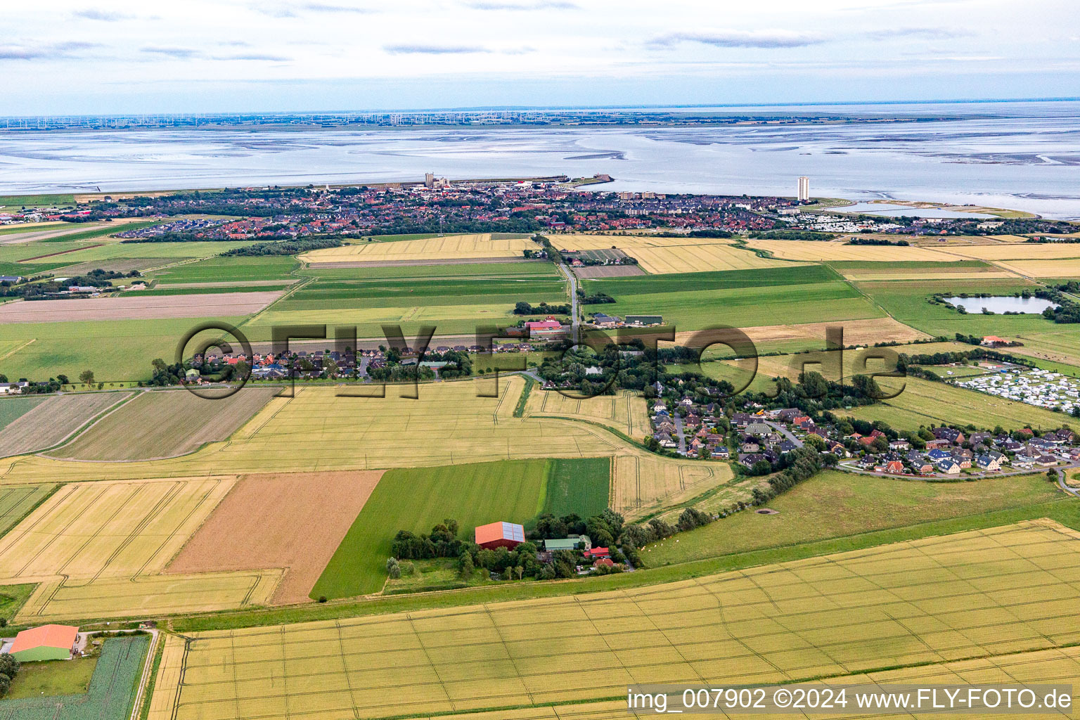 View to Büsum in the district Stinteck in Oesterdeichstrich in the state Schleswig Holstein, Germany