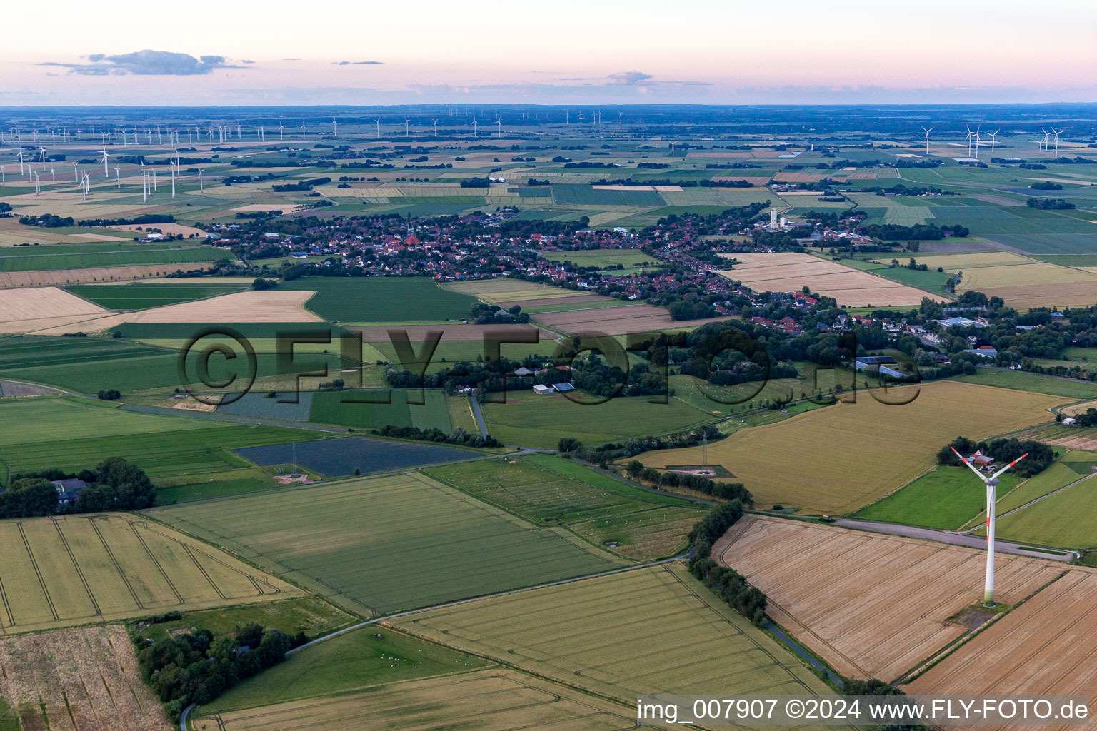 Aerial view of Wesselburen in the state Schleswig Holstein, Germany