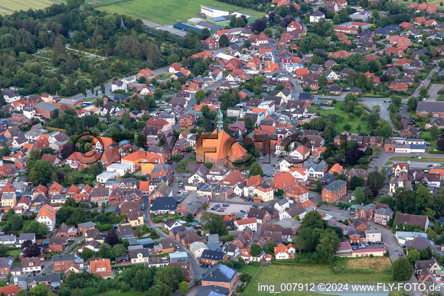 Aerial photograpy of Wesselburen in the state Schleswig Holstein, Germany