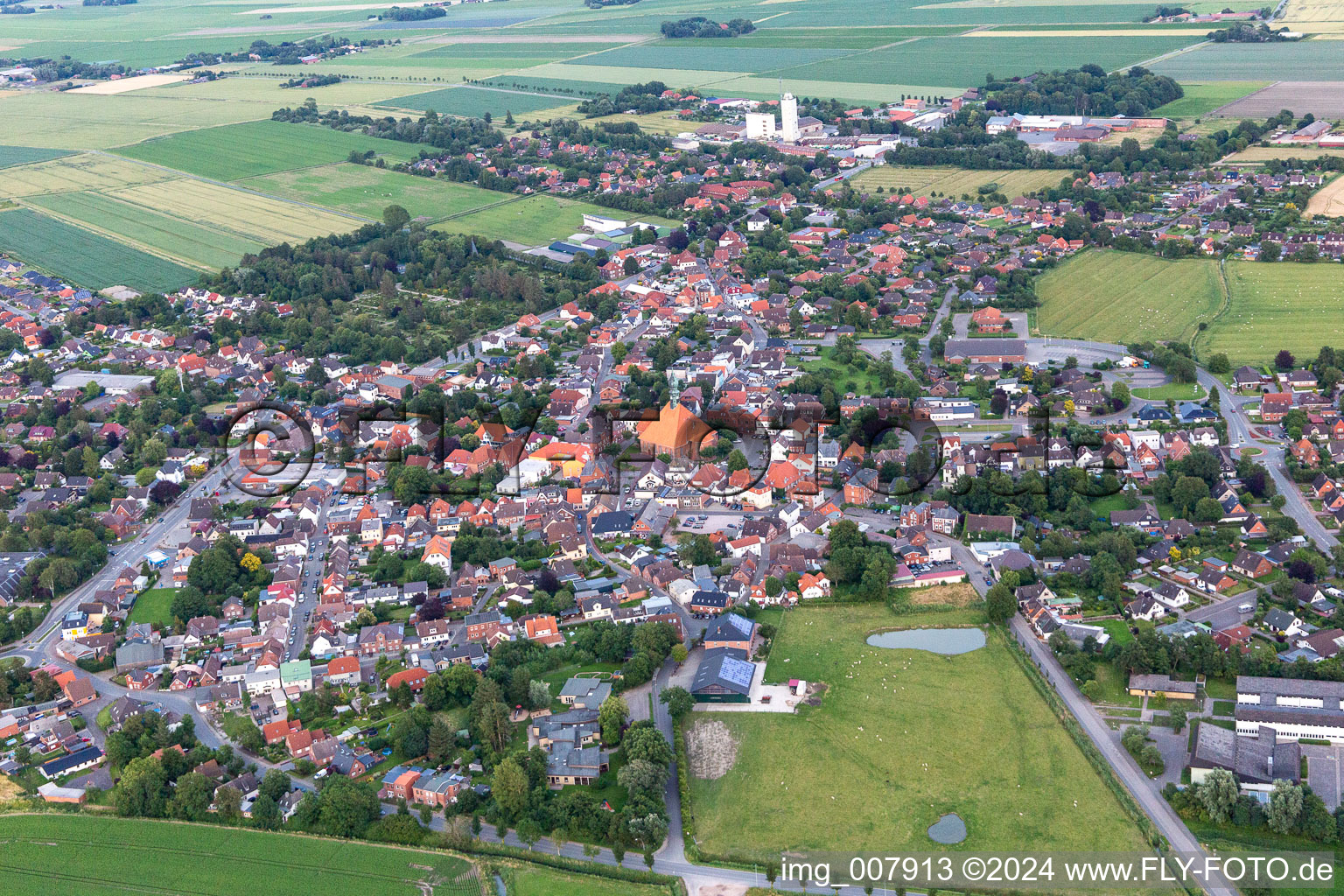 Oblique view of Wesselburen in the state Schleswig Holstein, Germany