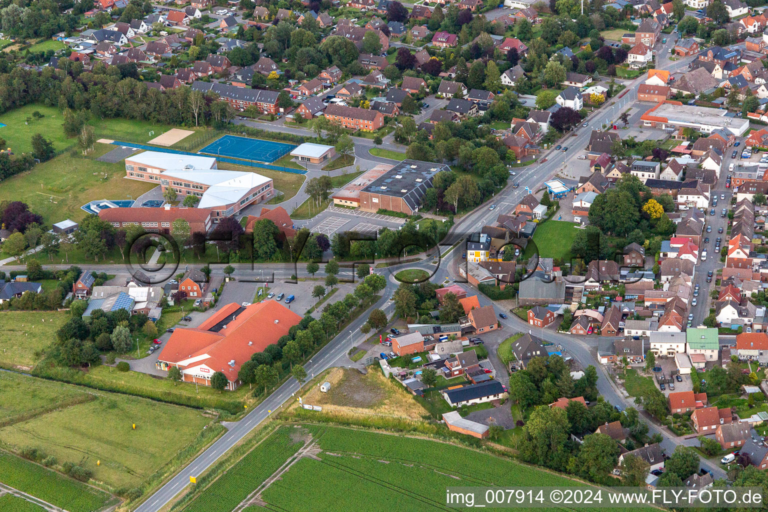 Town entrance in Wesselburen in the state Schleswig Holstein, Germany