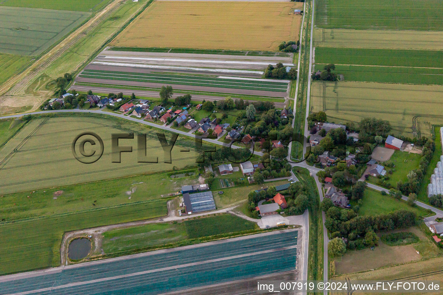 Oblique view of District Schülperweide in Schülp in the state Schleswig Holstein, Germany