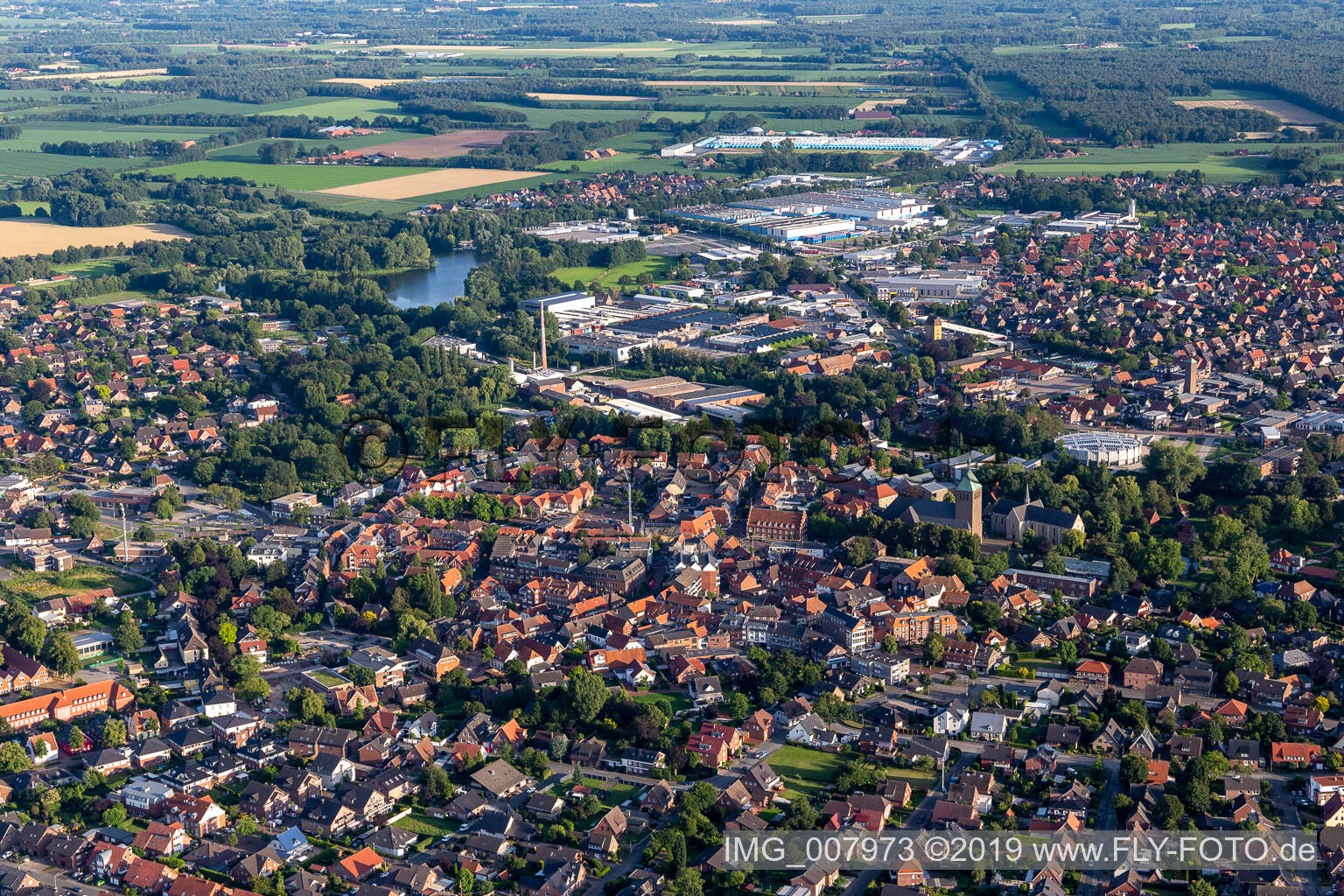 Aerial view of Vreden in the state North Rhine-Westphalia, Germany