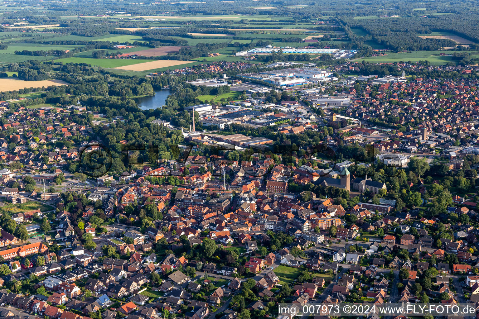 Aerial view of Vreden in the state North Rhine-Westphalia, Germany