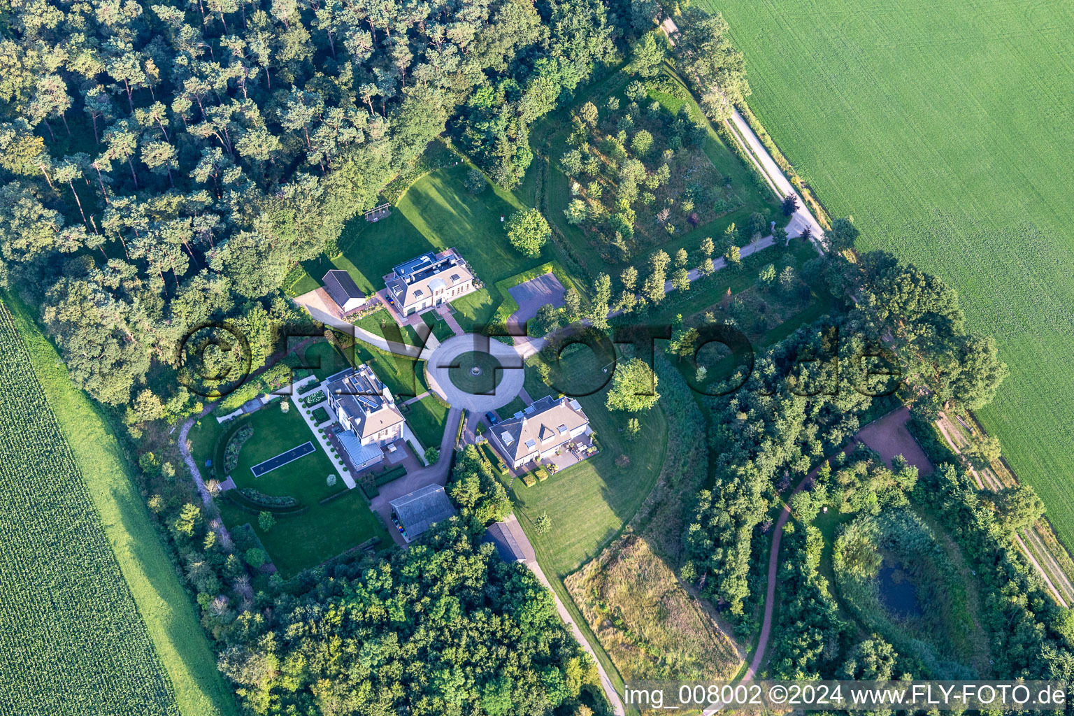 Buildings and parks at the mansion of the farmhouse in Winterswijk Miste in Gelderland, Netherlands