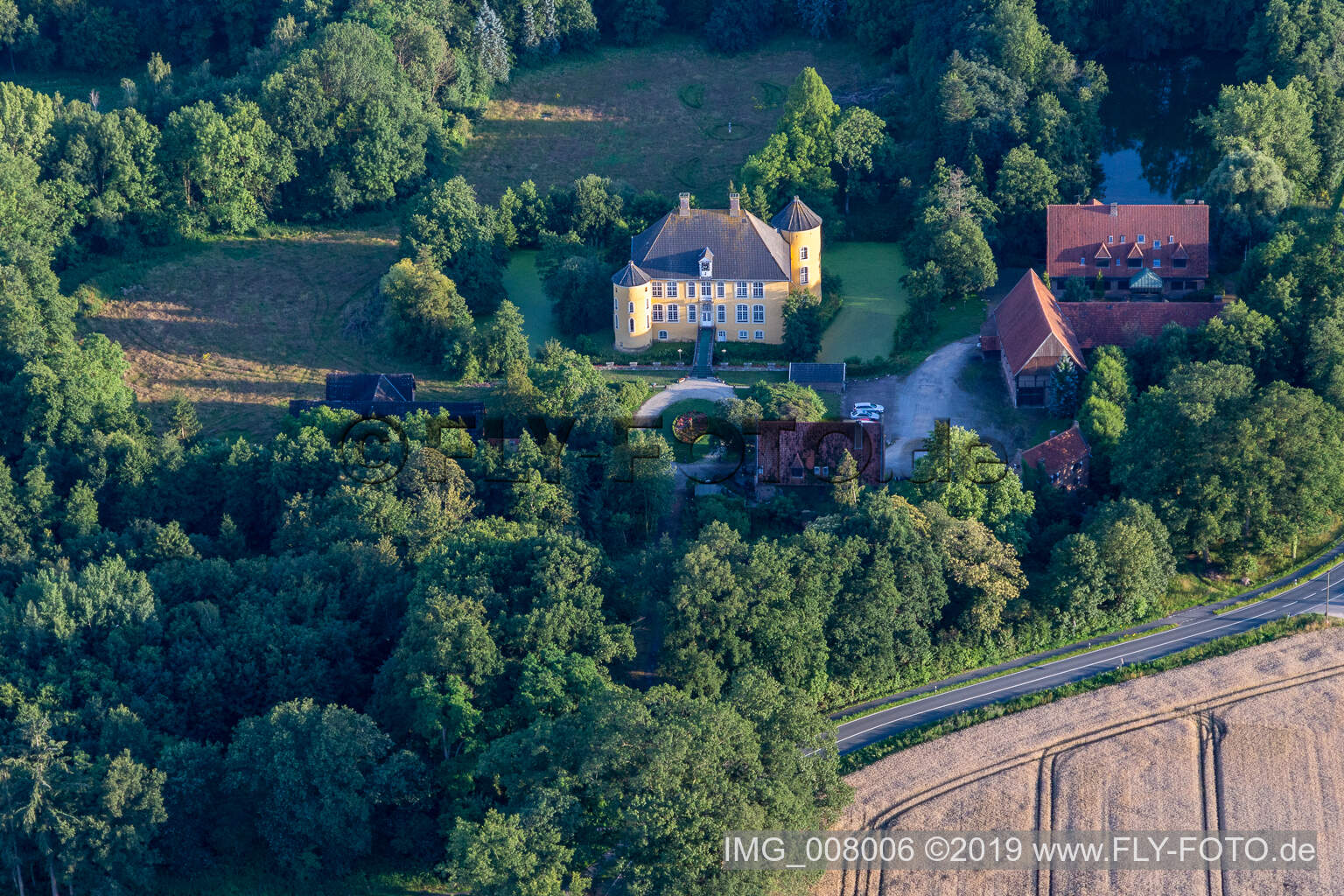 Aerial view of Hotel Schloss Diepenbrock in Bocholt in the state North Rhine-Westphalia, Germany