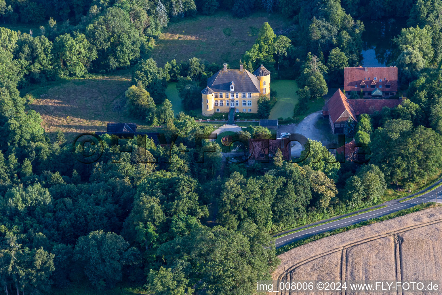 Aerial view of Hotel Schloss Diepenbrock in Bocholt in the state North Rhine-Westphalia, Germany