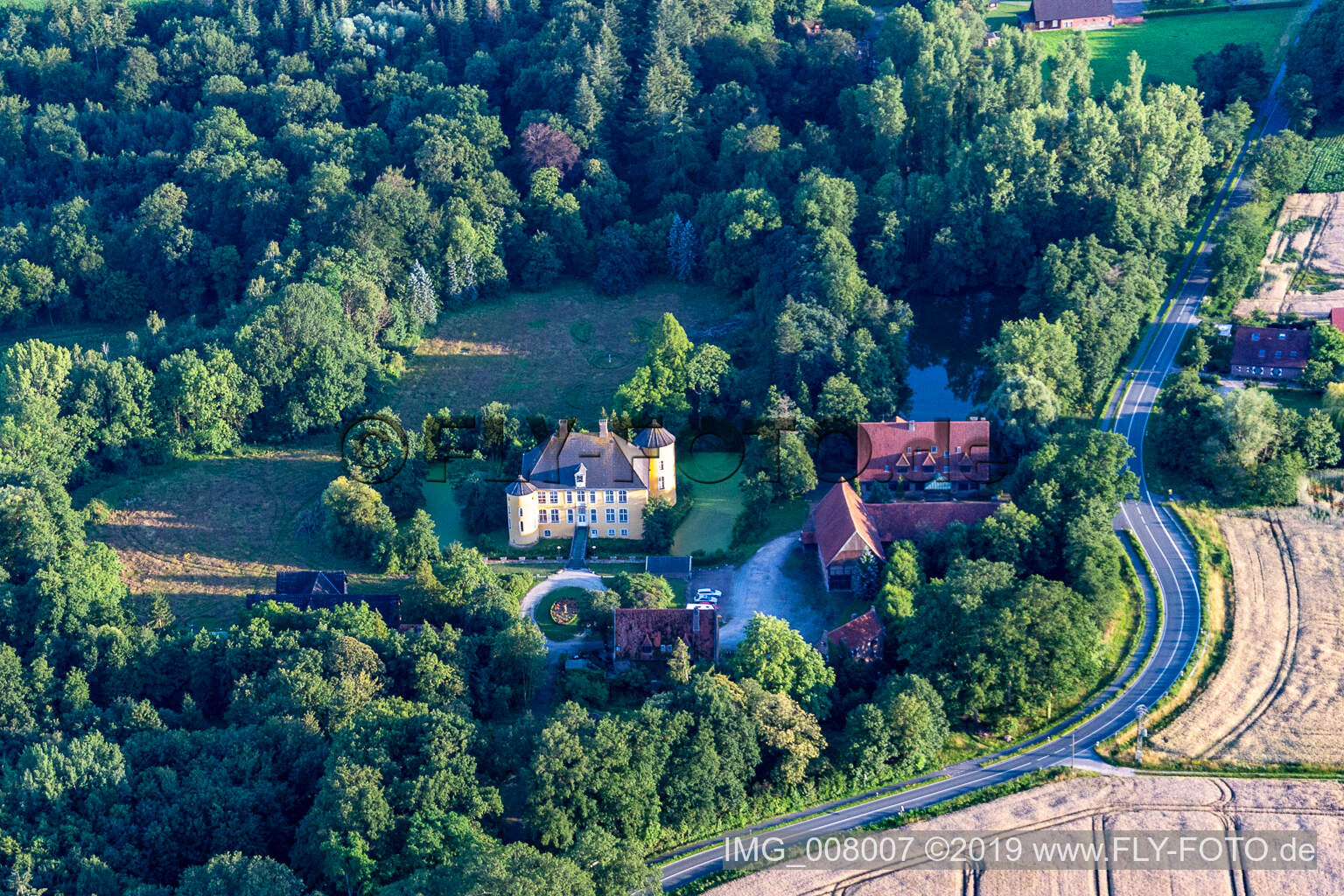 Aerial photograpy of Hotel Schloss Diepenbrock in Bocholt in the state North Rhine-Westphalia, Germany