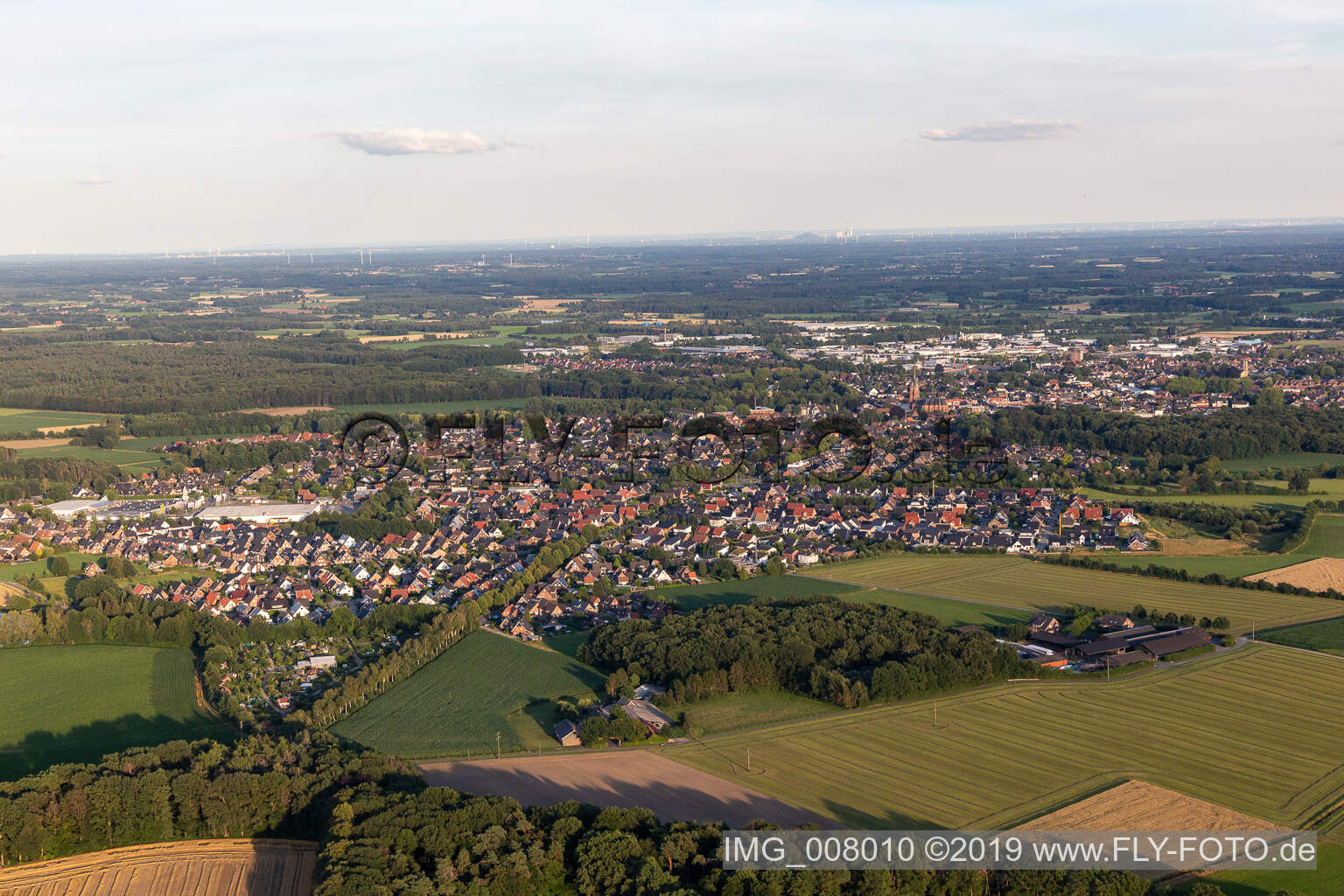 Aerial view of Rhede in the state North Rhine-Westphalia, Germany