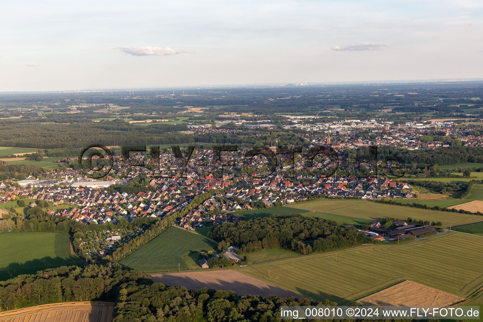 Aerial view of Rhede in the state North Rhine-Westphalia, Germany