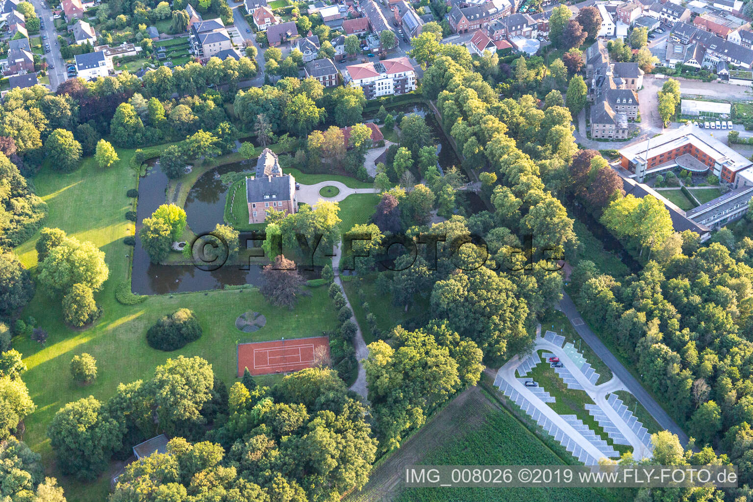 Aerial photograpy of Princely Salm-Salm administration in Rhede in the state North Rhine-Westphalia, Germany