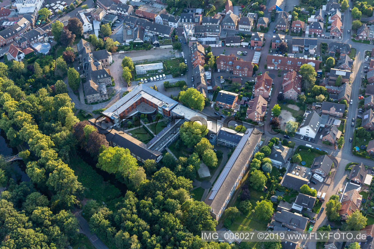 Aerial view of Klausenhof Academy in Rhede in the state North Rhine-Westphalia, Germany