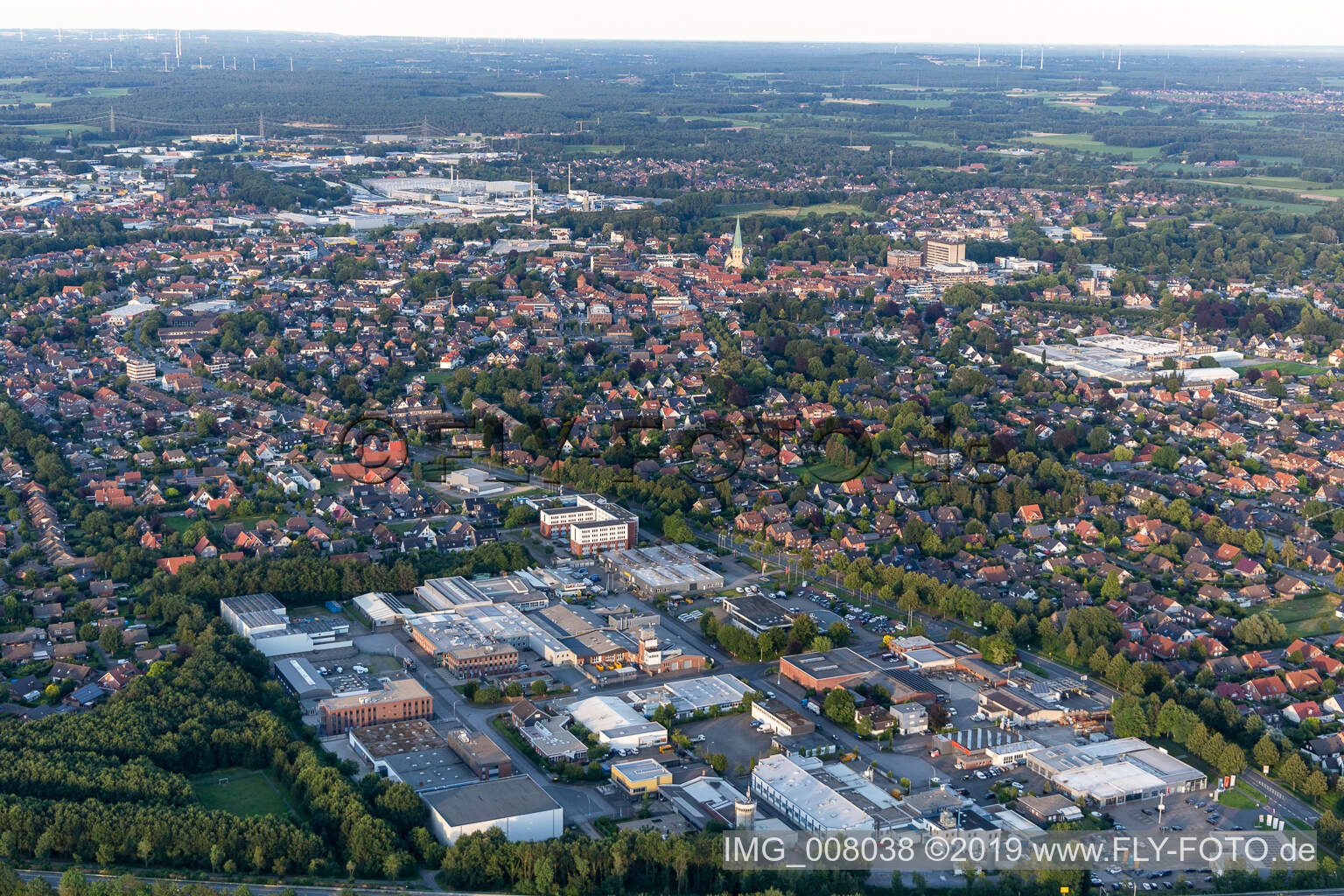 Aerial view of Borken in the state North Rhine-Westphalia, Germany