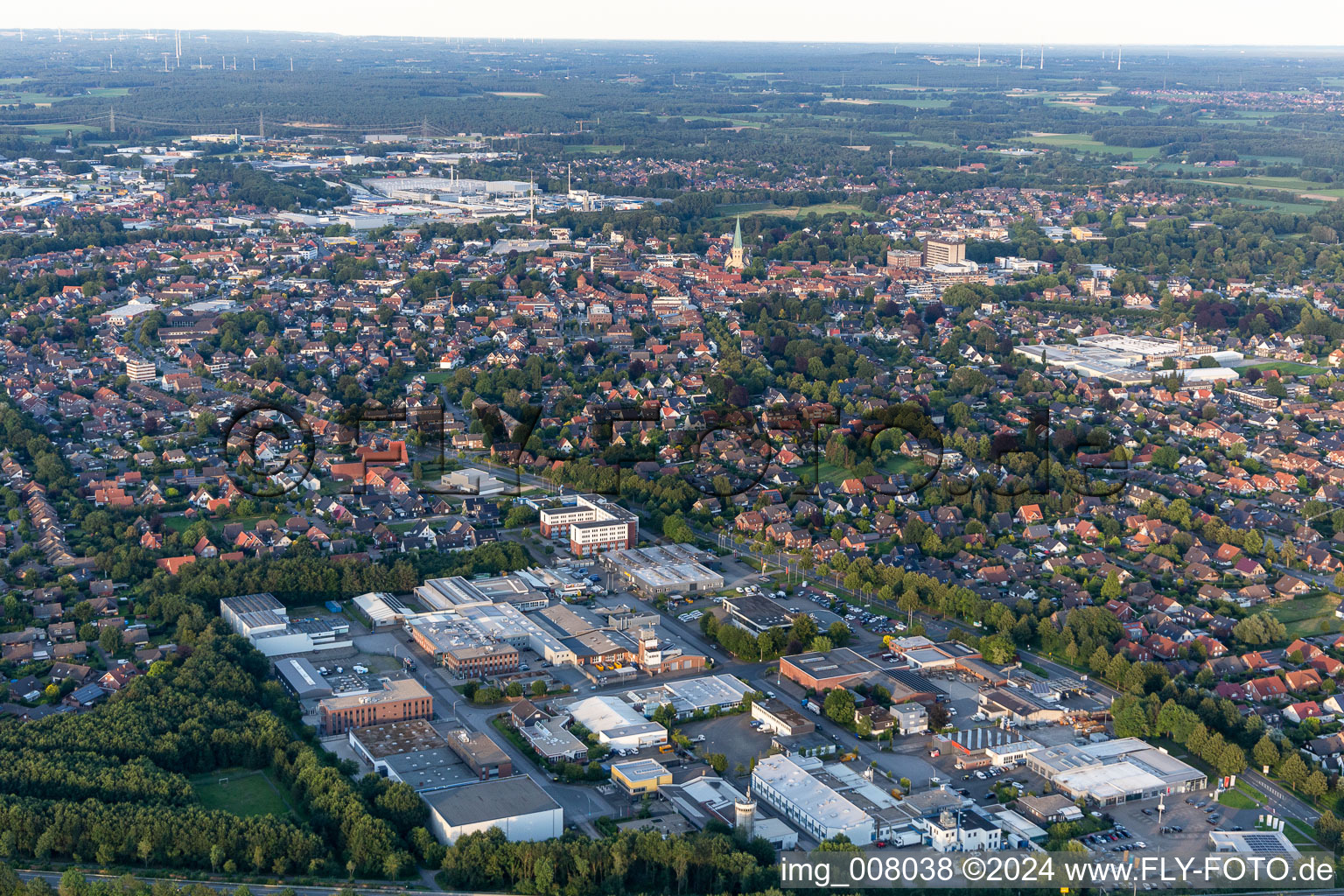 Aerial view of Borken in the state North Rhine-Westphalia, Germany