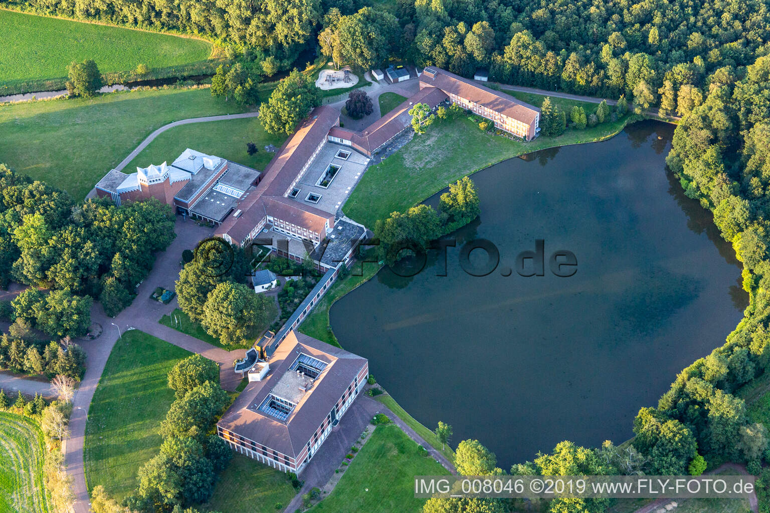 Aerial photograpy of Schoenstatt Au in Borken in the state North Rhine-Westphalia, Germany