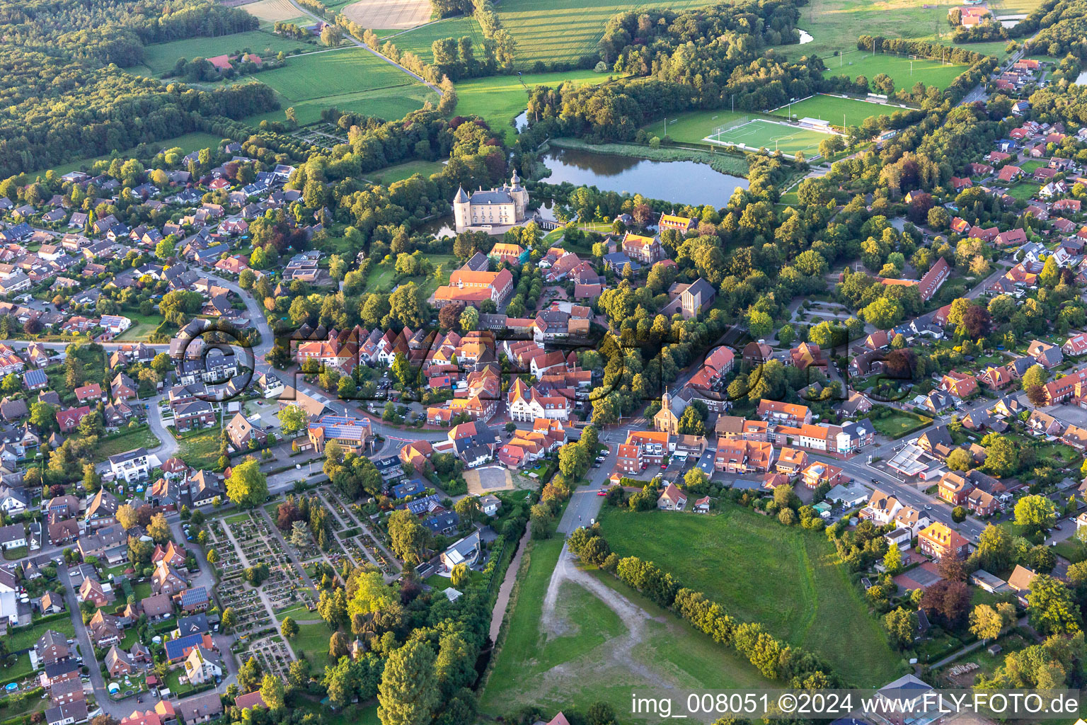 Aerial view of Gemen in the state North Rhine-Westphalia, Germany