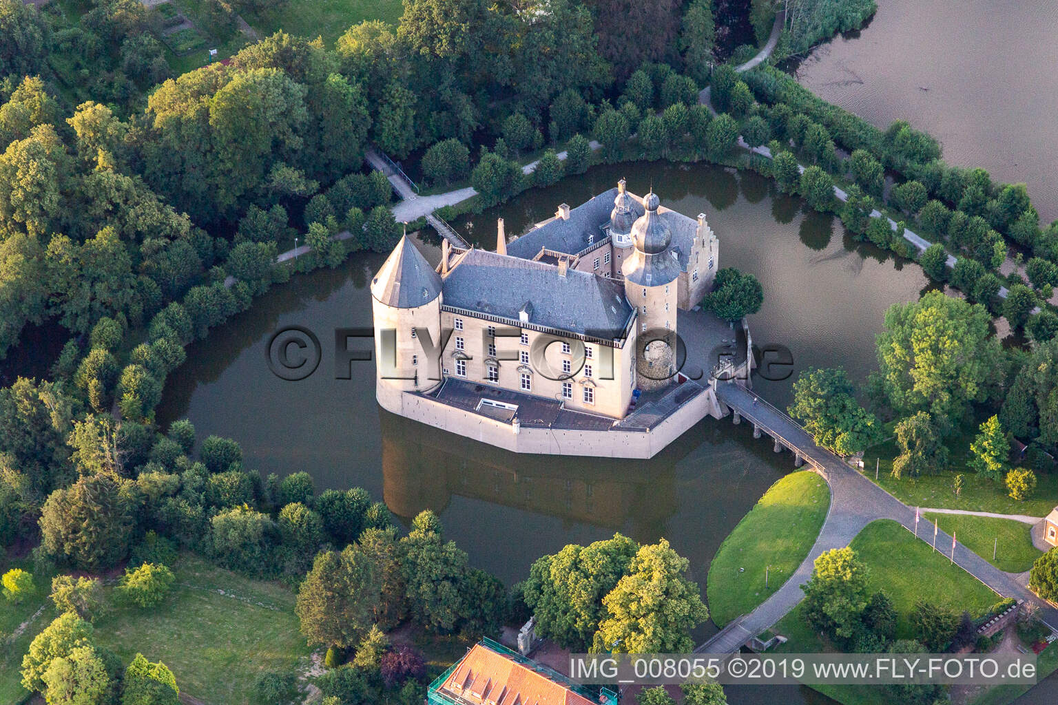 Aerial view of Youth castle Gemen in Gemen in the state North Rhine-Westphalia, Germany