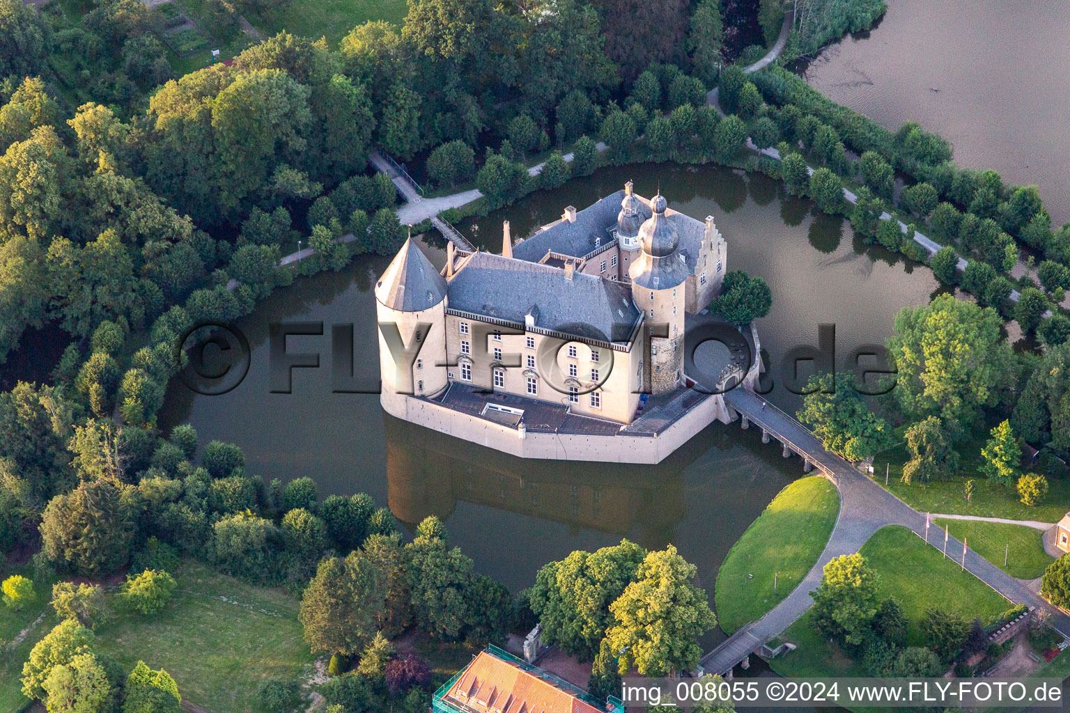 Aerial view of Youth castle Gemen in Gemen in the state North Rhine-Westphalia, Germany