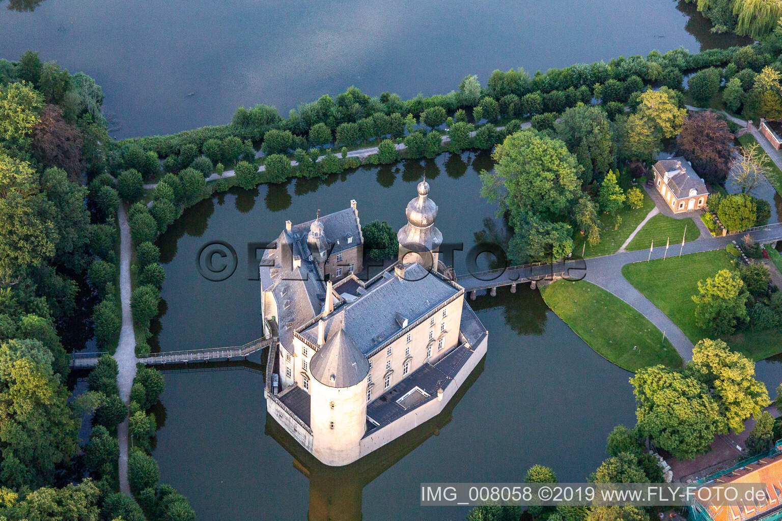 Aerial photograpy of Youth castle Gemen in Gemen in the state North Rhine-Westphalia, Germany