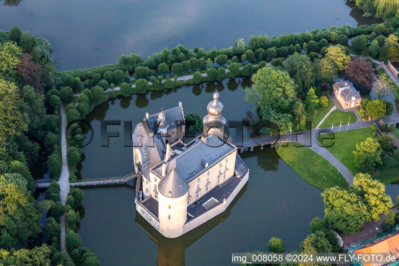 Aerial photograpy of Youth Castle Gemen in the district Gemen in Borken in the state North Rhine-Westphalia, Germany