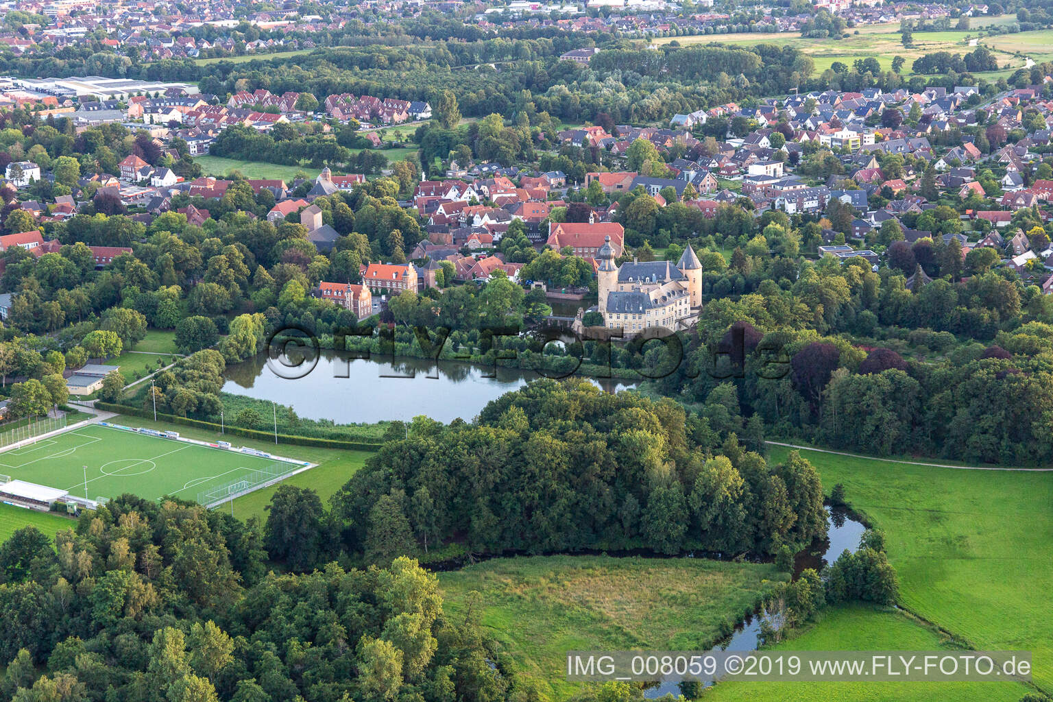 Gemen in the state North Rhine-Westphalia, Germany from above