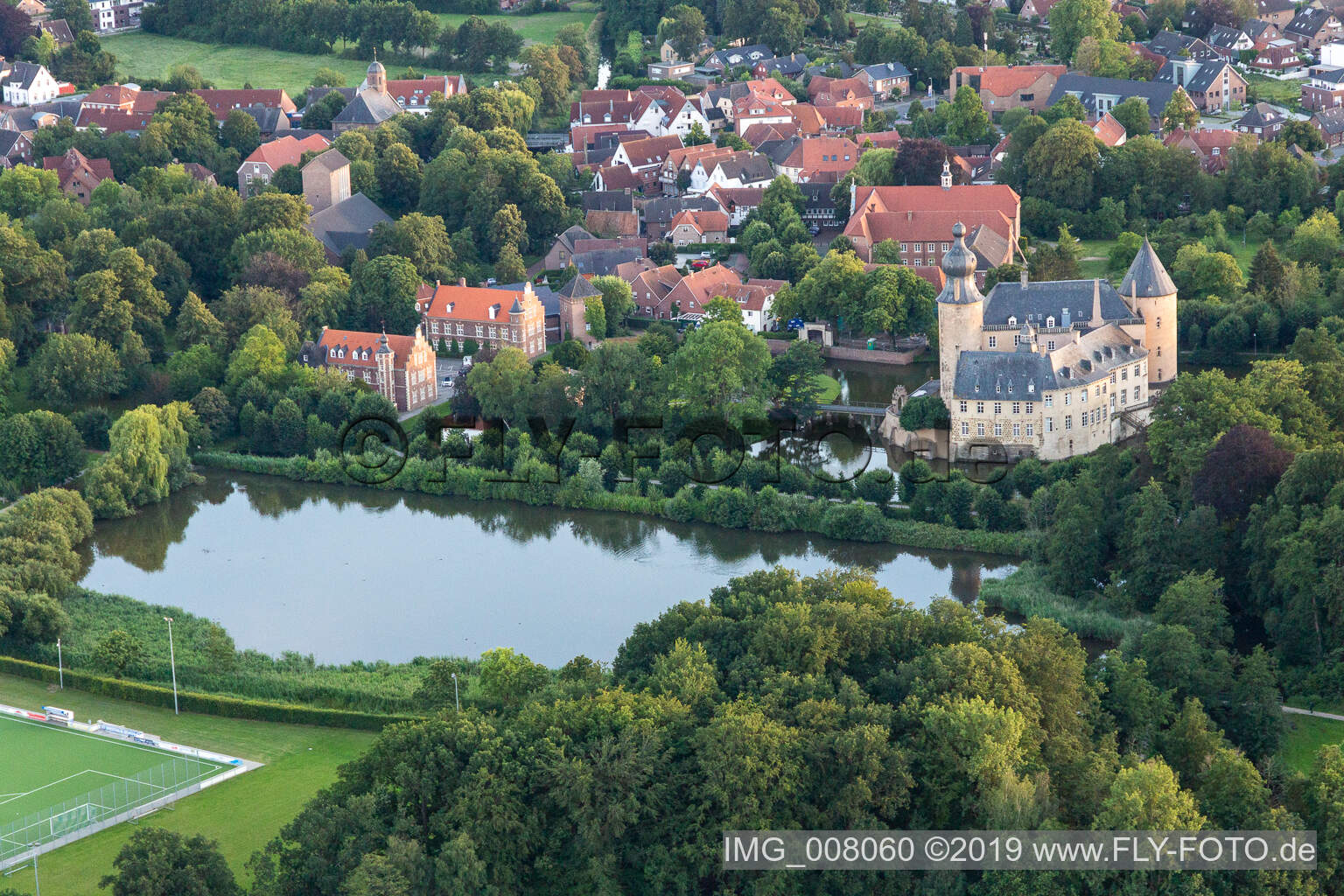 Oblique view of Youth castle Gemen in Gemen in the state North Rhine-Westphalia, Germany