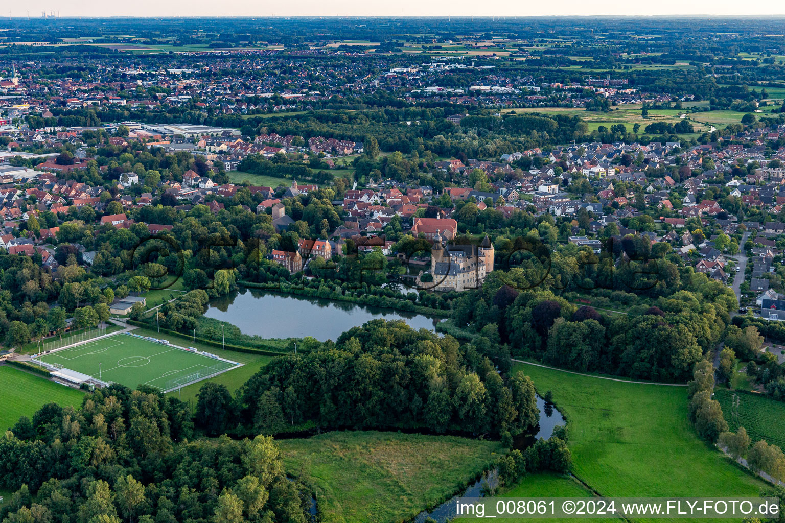 From northeast in the district Gemen in Borken in the state North Rhine-Westphalia, Germany