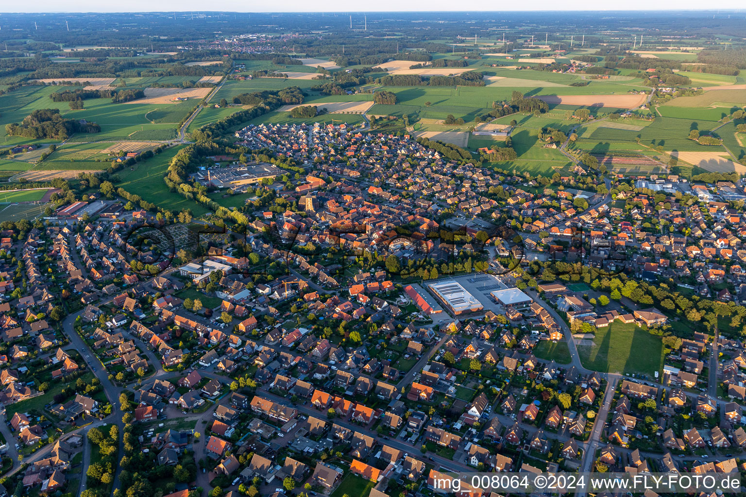 Aerial view of District Ramsdorf in Velen in the state North Rhine-Westphalia, Germany