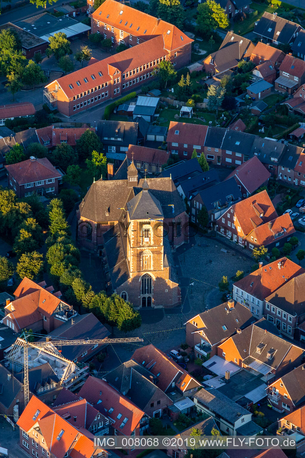 Aerial photograpy of St Walburga in Ramsdorf in the state North Rhine-Westphalia, Germany