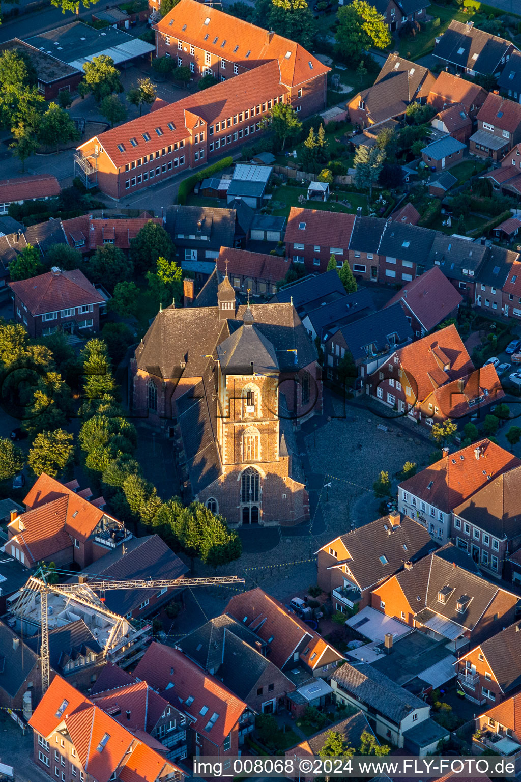 Aerial photograpy of St. Walburga in the district Ramsdorf in Velen in the state North Rhine-Westphalia, Germany