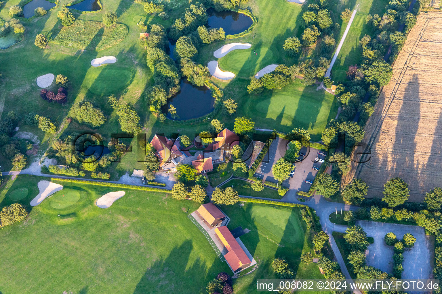 Aerial view of Grounds of the Golf course at of Golf- and Landclub Coesfeld e.V. in the district Stevede in Coesfeld in the state North Rhine-Westphalia, Germany