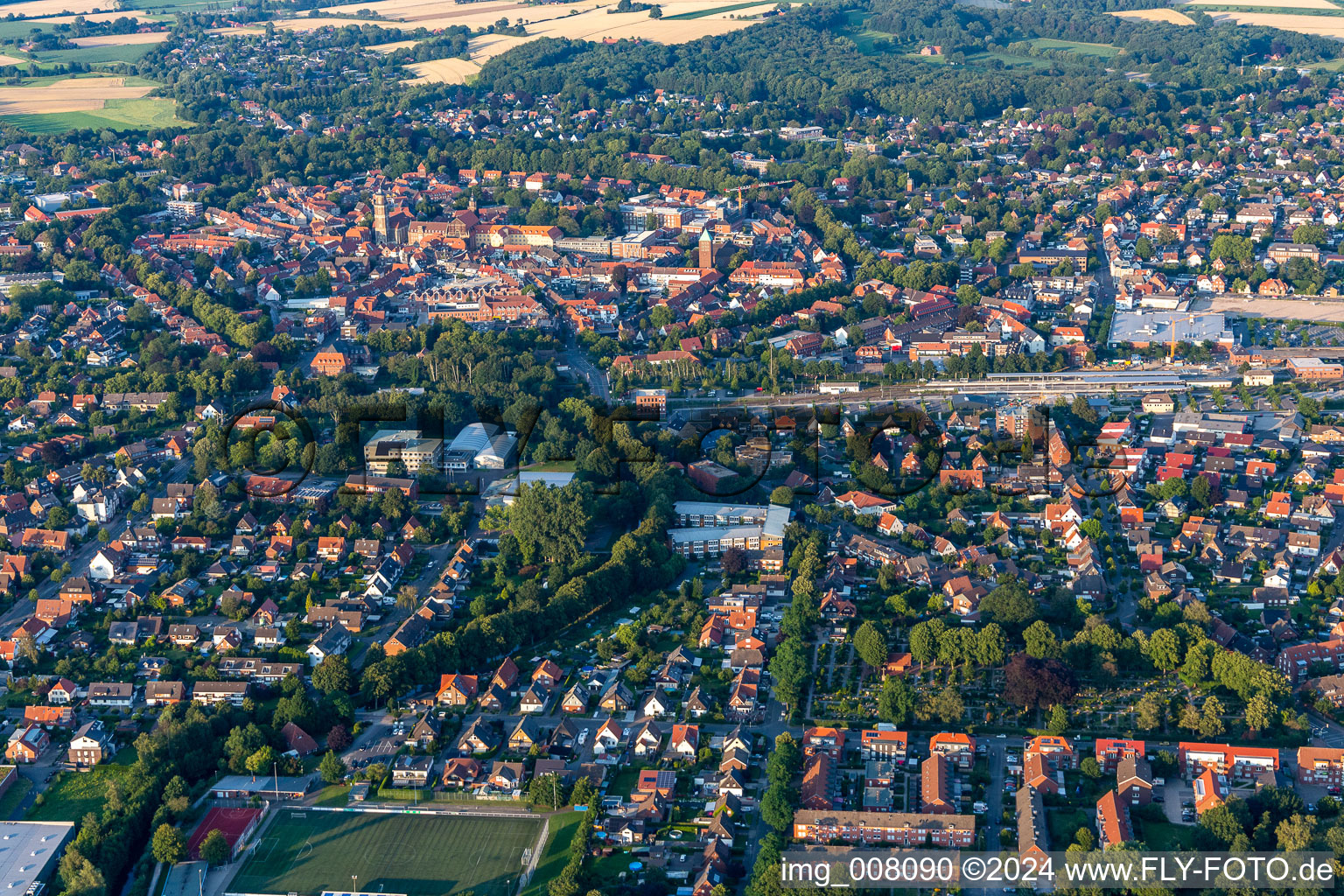 Aerial view of District Coesfeld-Stadt in Coesfeld in the state North Rhine-Westphalia, Germany