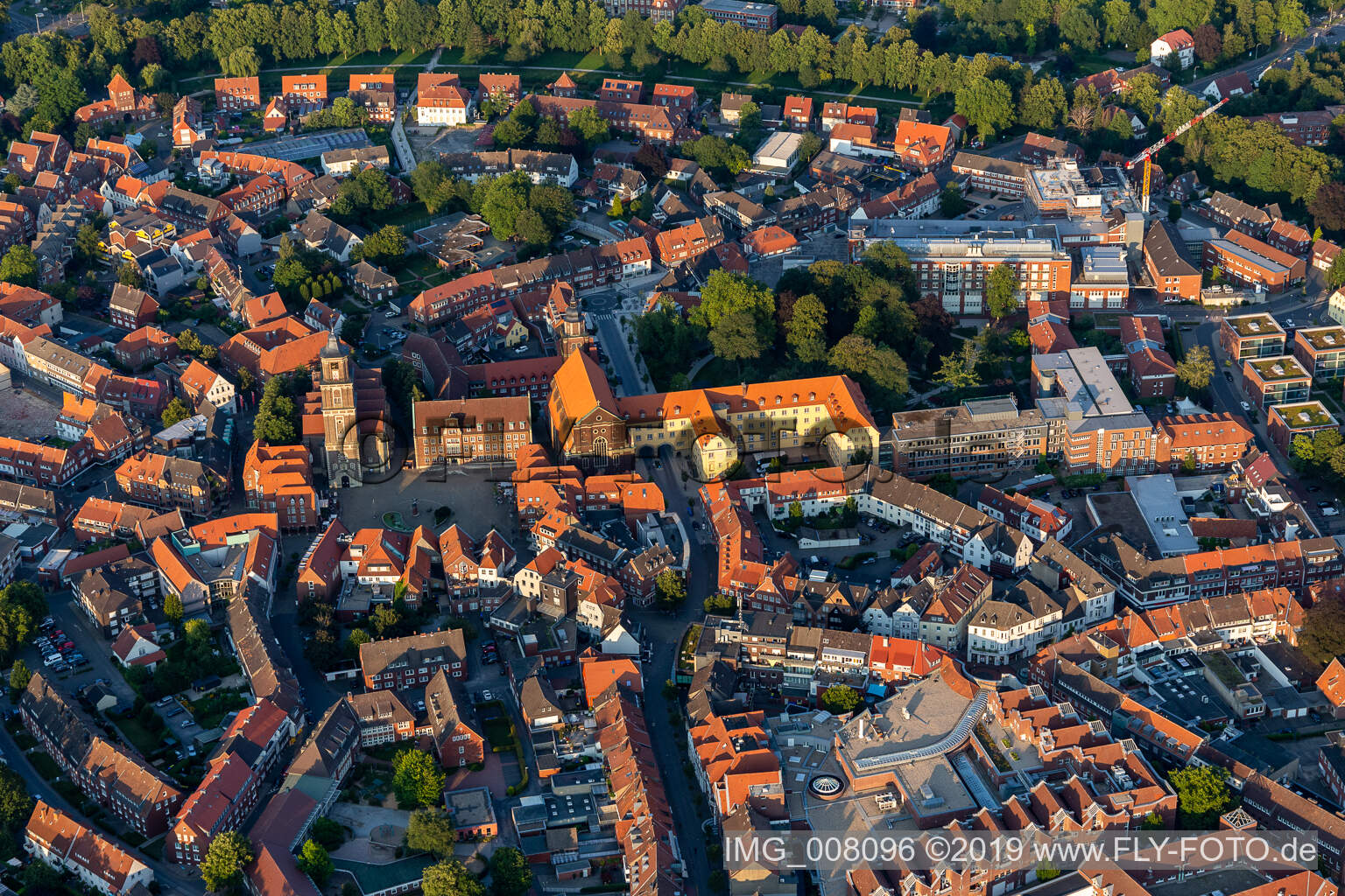 Market with St. Lambert and former city palace in Coesfeld in the state North Rhine-Westphalia, Germany