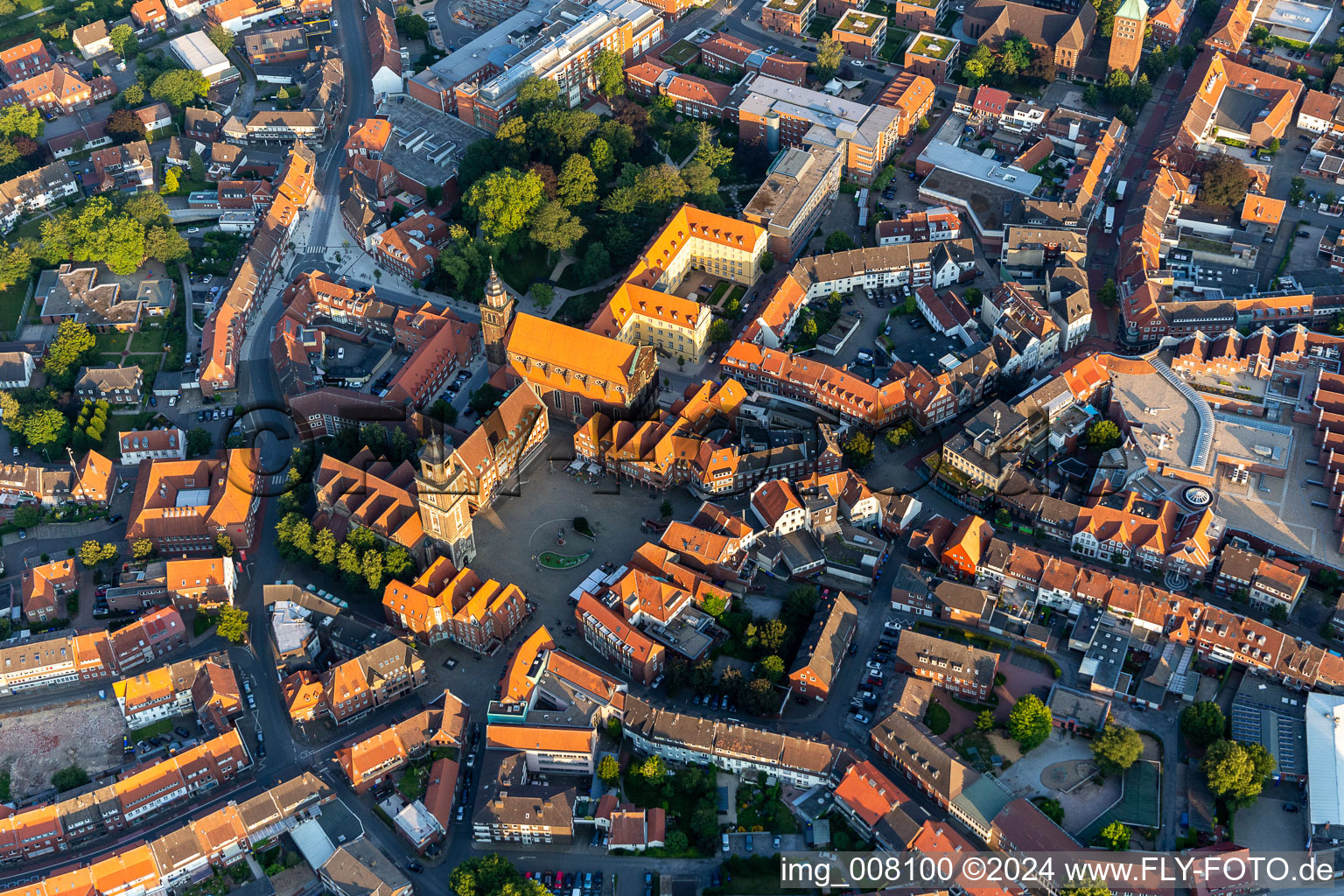 Aerial view of Church building " Jesuitenkirche Coesfeld " in Coesfeld in the state North Rhine-Westphalia, Germany