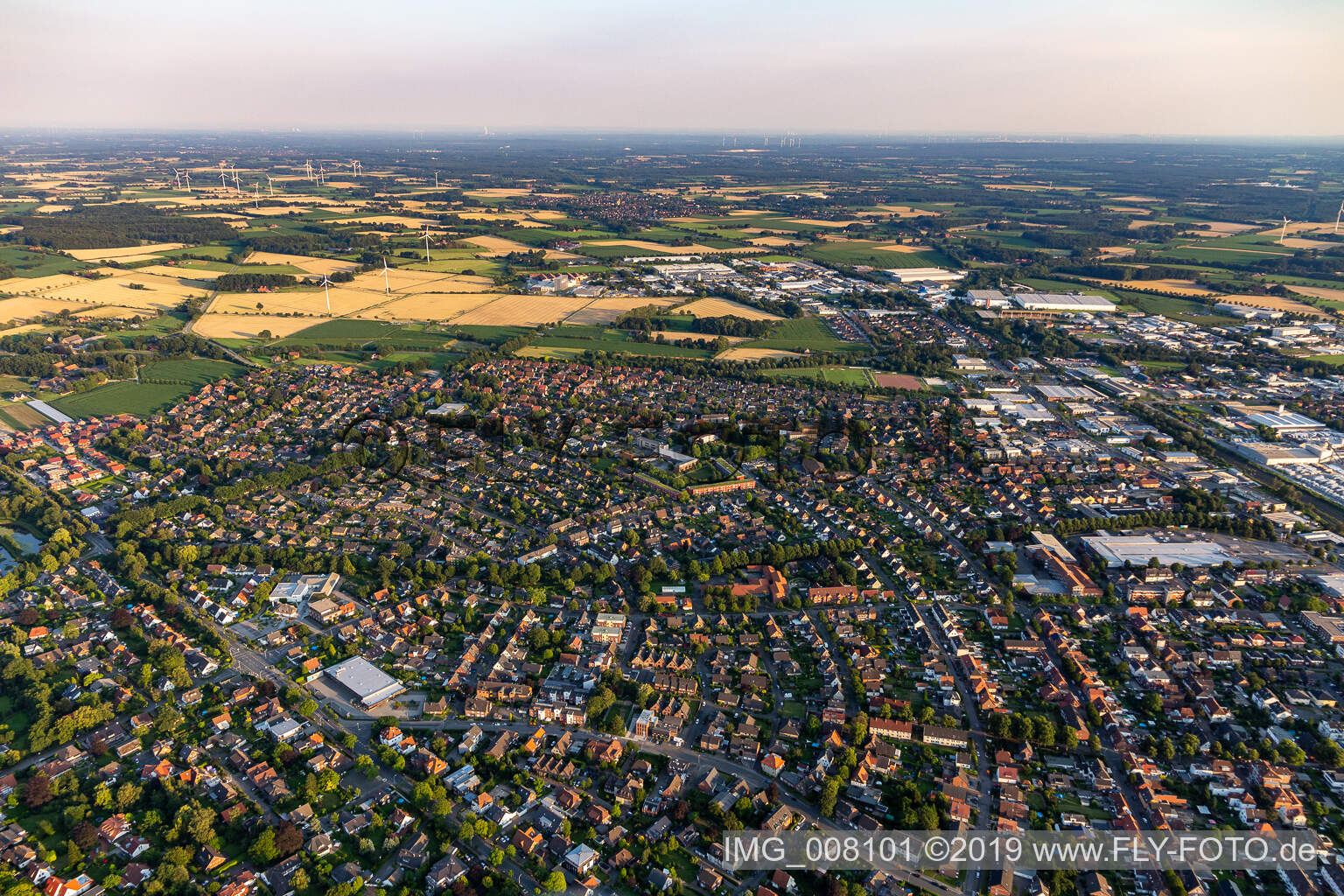 Coesfeld in the state North Rhine-Westphalia, Germany from the plane