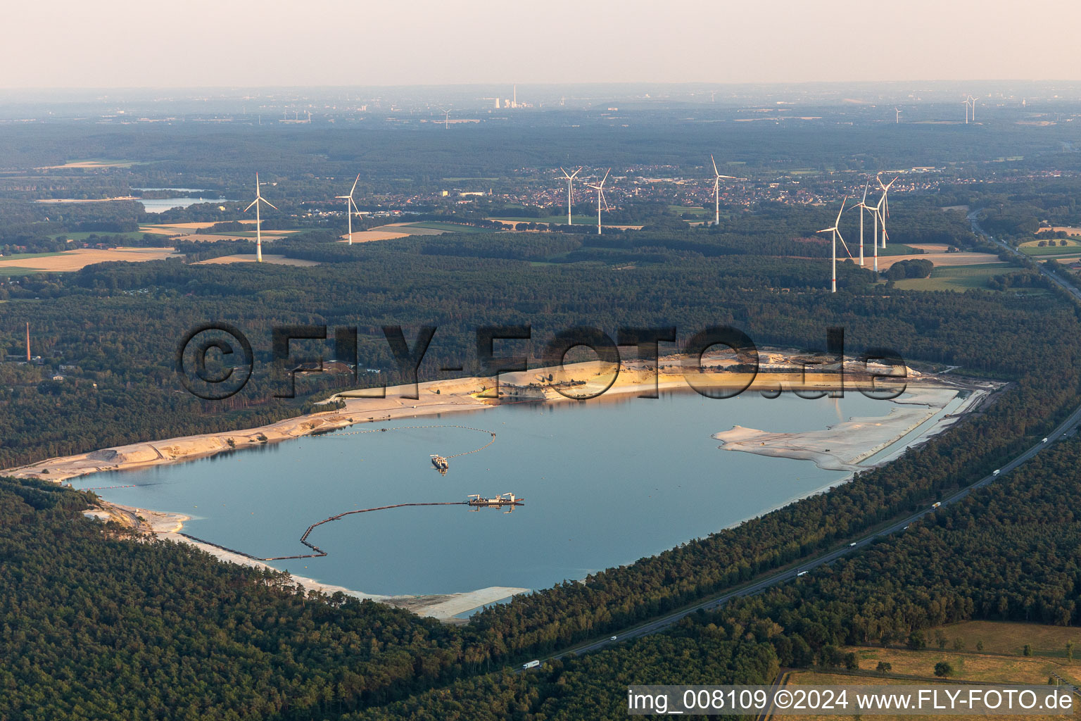 Riparian areas on the lake area of " Silberseen " in a forest area in Haltern am See in the state North Rhine-Westphalia, Germany