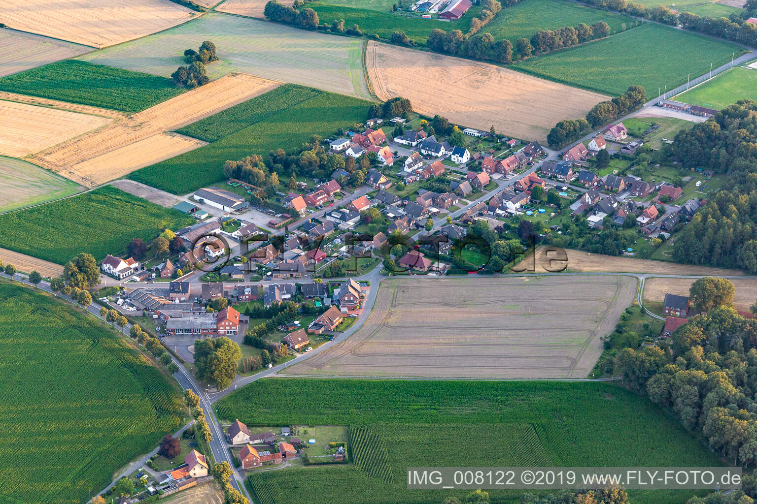 Oblique view of Lippramsdorf in the state North Rhine-Westphalia, Germany