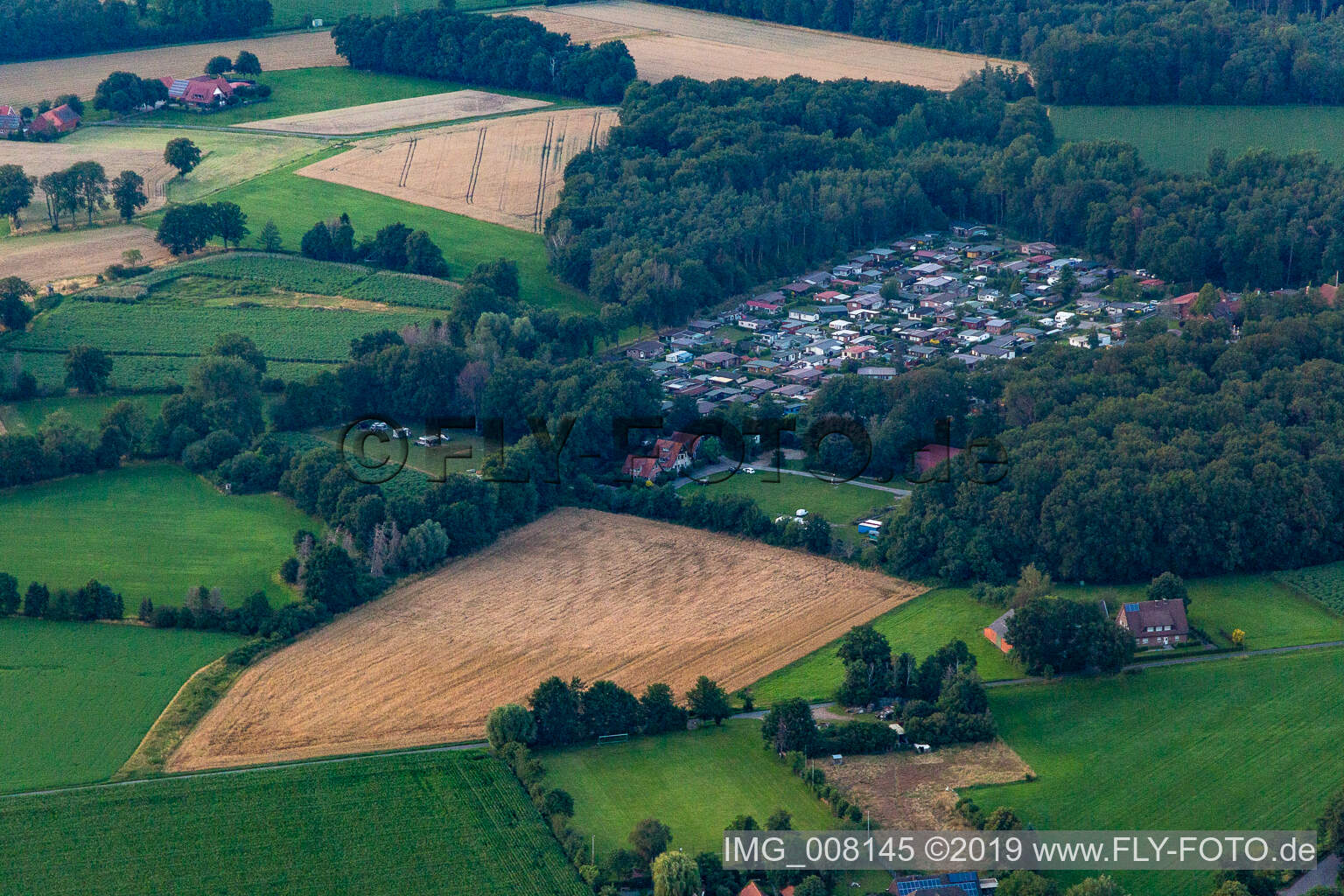 Drone recording of Waldvelen recreation area, family ven der Buss in Velen in the state North Rhine-Westphalia, Germany