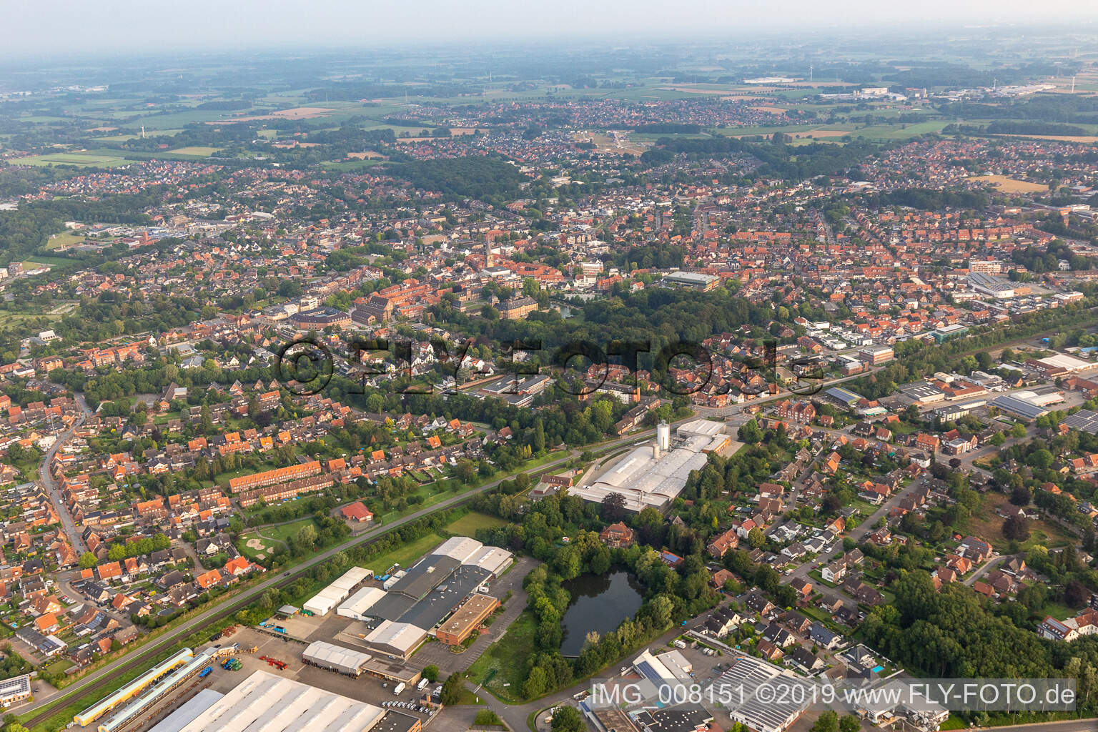 Aerial view of Ahaus in the state North Rhine-Westphalia, Germany